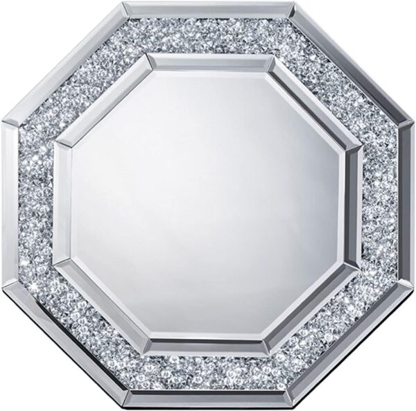 八角鏡 風水鏡 モダン風水ミラー(クリスタル・デコ）八角形(L)壁掛けウォール卓上