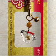 ストラップ金のうさぎ（金運アップの石つき）