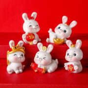うさぎの置物 縁起物5体セット 2023年干支ミニオブジェ飾り物インテリア