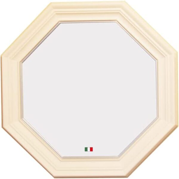 風水ミラー正八角形 イタリア製アンティーク 木製フレーム 壁掛け鏡