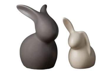 かわいい干支ウサギ 北欧雑貨オブジェ置物インテリア陶器2個セット 新築・結婚・引越し祝い