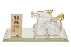 干支置物 辰たつ 彫龍 ビードロ金彩ガラス 開運 家庭用 業務用