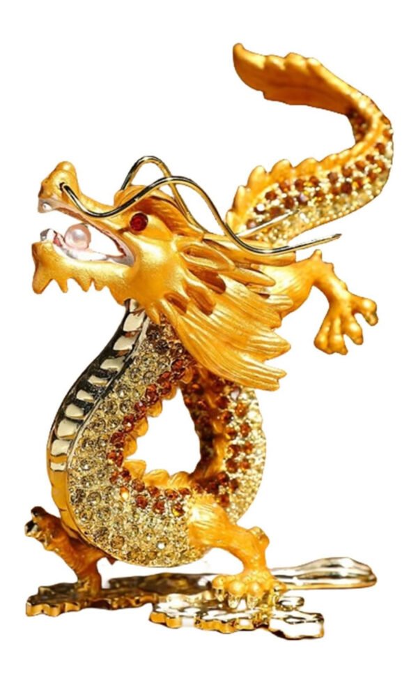 黄色・金色 かわいい龍の置物 おしゃれな虹色クリスタル装飾 ゴールドドラゴン スピリチュアルパワー 幸運A