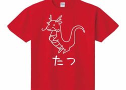 かわいい龍のイラスト 赤色 レッド 半袖Tシャツ 2024干支辰たつ年
