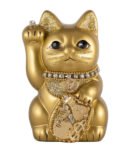 まねき猫 右手あげ招き猫 金色ゴールド 陶器 風水置物 商売繁盛 Lucky Cat ご縁猫 ミリオネアキャット