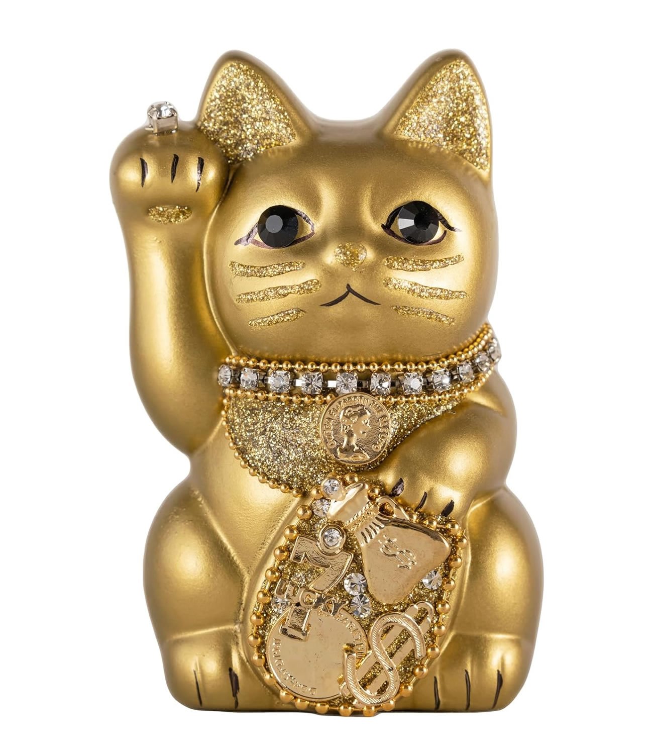 まねき猫 右手あげ招き猫 金色ゴールド 陶器 風水置物 商売繁盛 Lucky 