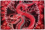 赤龍 紅龍 風水グッズ 壁掛けアート飾り レッドドラゴン 赤い大きな竜の絵 タペストリー 　