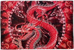 赤龍 紅龍 風水グッズ 壁掛けアート飾り レッドドラゴン 大きな絵 タペストリー 　