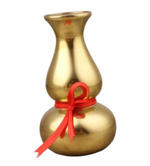 ひょうたん型 花瓶 風水 金色ゴールド 赤い布 銅銭 真鍮
