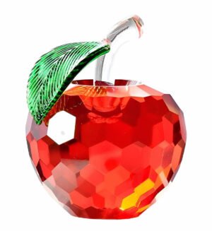 クリスタルガラス製 林檎 りんご 赤色 レッド アップル 風水 置物 雑貨 インテリア