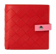 ボッテガ ヴェネタ 赤い財布 2つ折りミニウォレット レッド/ピンク