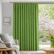 グリーン 緑 遮光 カーテン 家族運 親子 成長 風水ラッキーカラー 無地 ドレープ おしゃれ 形状記憶加工