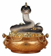 黒い蛇の置物 風水 玄関飾り 聚寶盆（じゅほうぼん）厄除け・魔除け・金運・財運・招財進寶 2025年 巳年 へび 黒蛇 ブラック