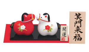 2026年 午年 干支の置物 紅白の馬 二匹セット お正月飾り