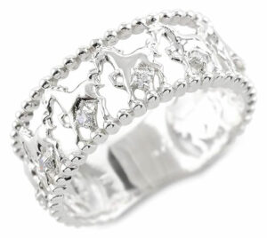 おしゃれな馬のデザイン リング プラチナ ダイヤモンド 指輪