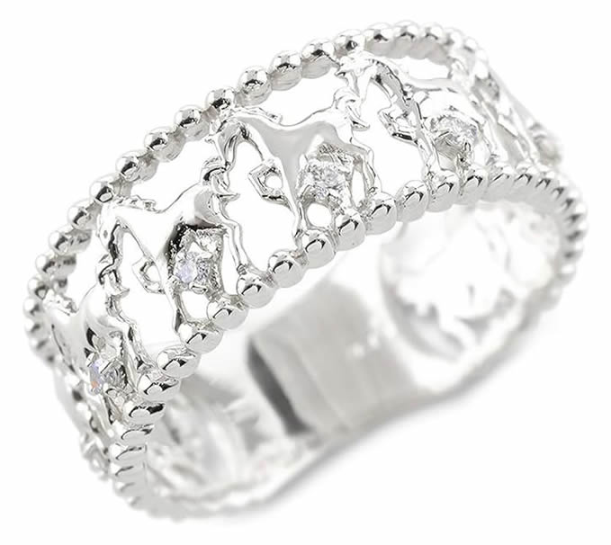 おしゃれな馬のデザイン リング プラチナ ダイヤモンド 指輪