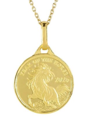 24金 純金 ゴールド 馬のペンダント ネックレス 2026年干支午年 金運お守り