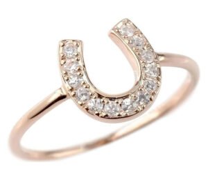 馬蹄の指輪 ピンク ゴールド ダイヤモンド デザイン リング ひづめ