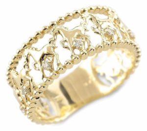 おしゃれな馬のデザイン リング ゴールド ダイヤモンド 指輪