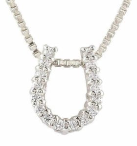 馬蹄 デザイン プラチナ ダイヤ レディース ペンダント ネックレス