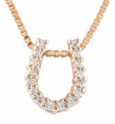 馬蹄 ネックレス ピンク ゴールド 18金 ダイヤ レディース ペンダント 馬の蹄 ひづめ 女性向けデザイン