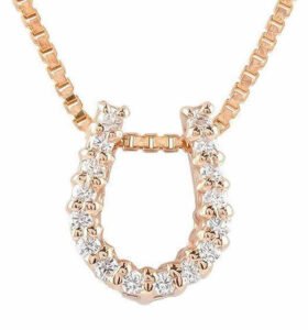 馬蹄 デザイン ピンク ゴールド ダイヤ レディース ペンダント ネックレス