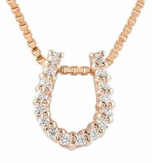 馬蹄 デザイン ピンク ゴールド ダイヤ レディース ペンダント ネックレス