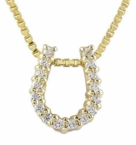 馬蹄 デザイン ゴールド ダイヤ レディース ペンダント ネックレス