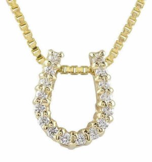 馬蹄 デザイン ゴールド ダイヤ レディース ペンダント ネックレス