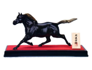 風水・黒馬 干支 置物 秀月謹製 高岡銅器