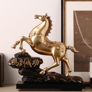 金色の馬の置物 馬到成功 金運 ゴールド オブジェ 縁起物